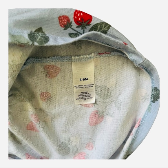Garanimals Strawberry Print ruched light blue Baby Dress 3-6 Months short sleeve - Picture 4 of 7